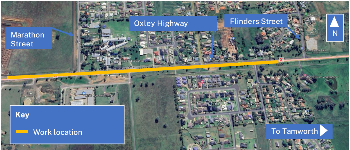 map Oxley HIghway roadworks