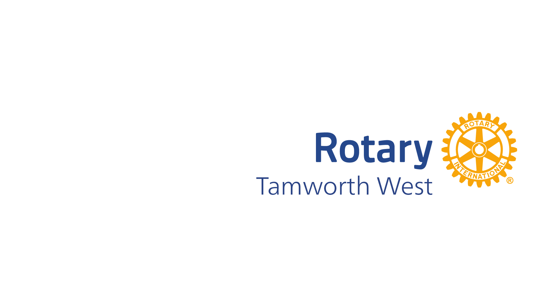Blue Rotary Logo with a yellow wheel and text that reads The Rotary Club of Tamworth West